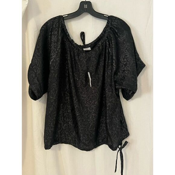 WORTHINGTON Womens Black and Glitzy Flowy Top NWT - Picture 1 of 8